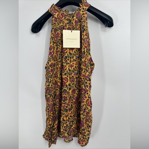 Cynthia Rowley Size Large Golden Floral Print Sleevless Tunic Top NWT - Picture 3 of 6